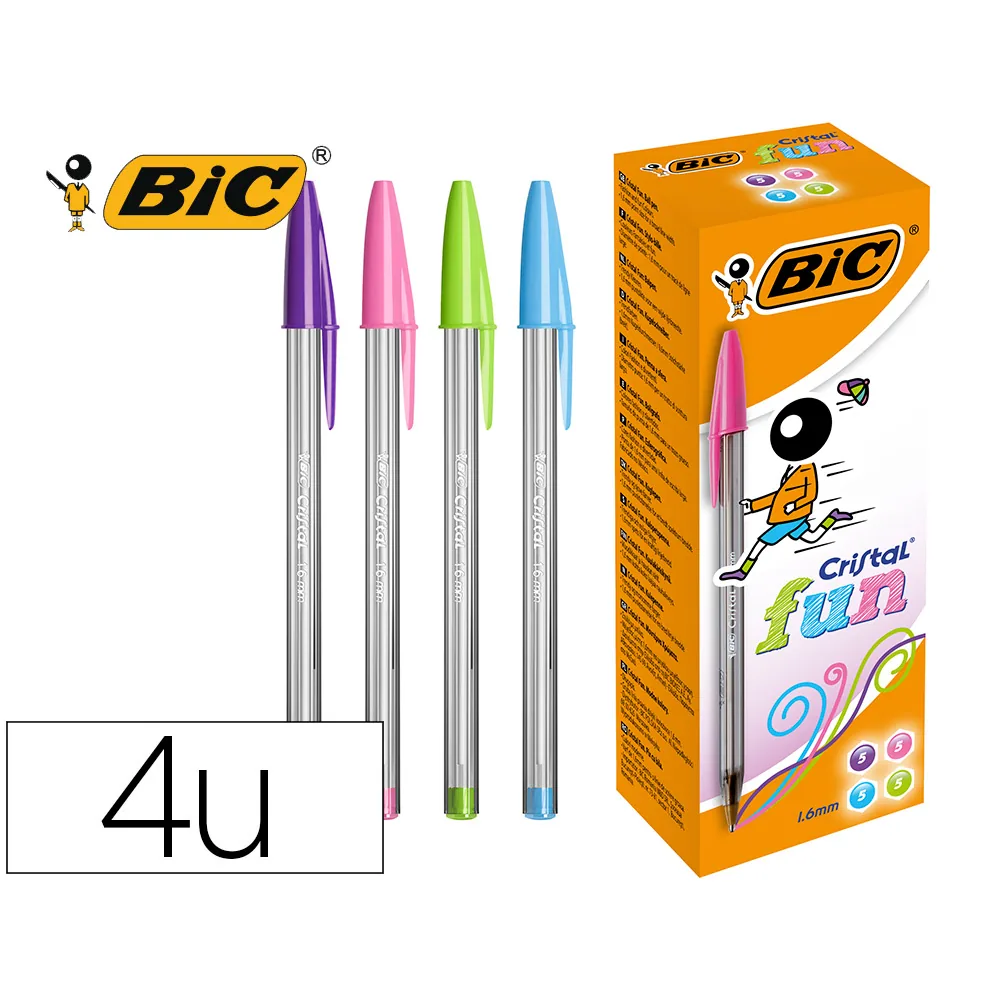 Boligrafo Bic Cristal Large Fashion Cajas de 20 Unidades Colores Surtidos