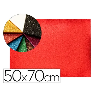 LIDERPAPEL Goma Eva con Purpurina Biodegradable Liderpapel 50X70CM 60G/M2 Espesor 2 MM Rojo