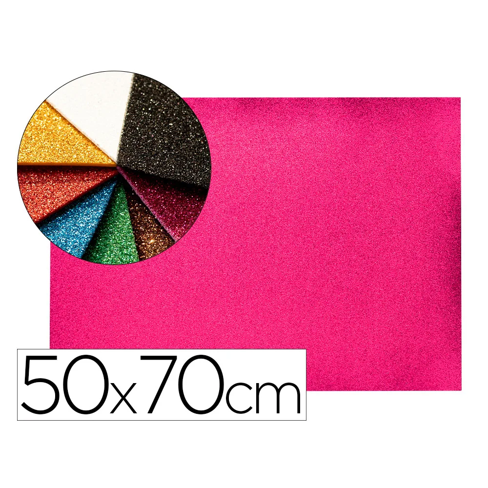 Goma Eva con Purpurina Biodegradable Liderpapel 50X70CM 60G/M2 Espesor 2 MM Rosa