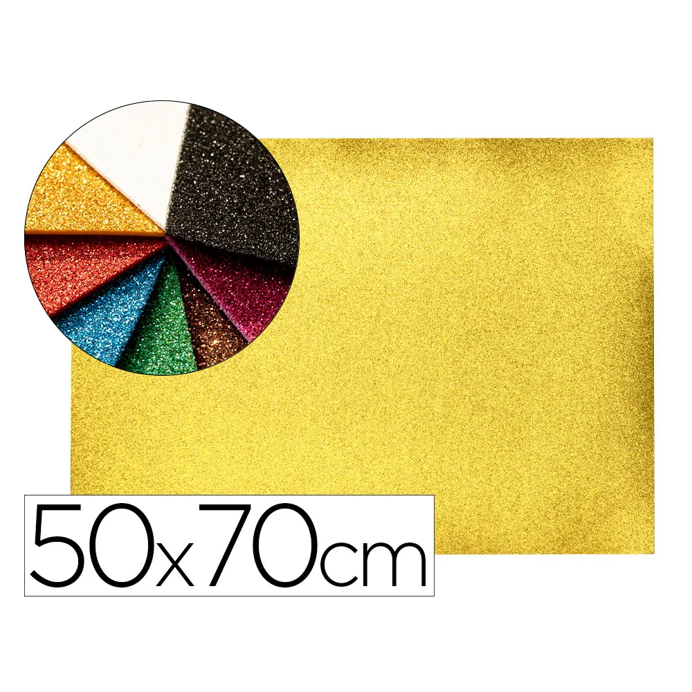 Goma Eva con Purpurina Biodegradable Liderpapel 50X70CM 60G/M2 Espesor 2 MM Oro
