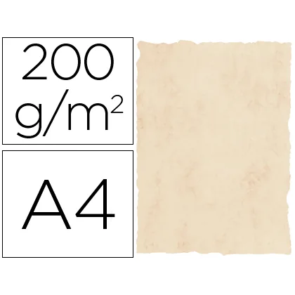 Papel Pergamino DIN A4 200 GR Color Marmol Beige Paquete de 25 Hojas