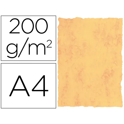 Papel Pergamino DIN A4 200 GR Color Marmol Amarillo Paquete de 25 Hojas