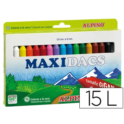 ALPINO Lapices Cera Alpino Maxidacs Caja de 15 Unidades Colores Surtidos