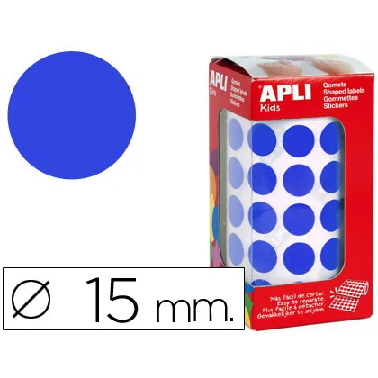 Gomets Autoadhesivos Circulares 15 MM Azul en Rollo con 2832 Unidades