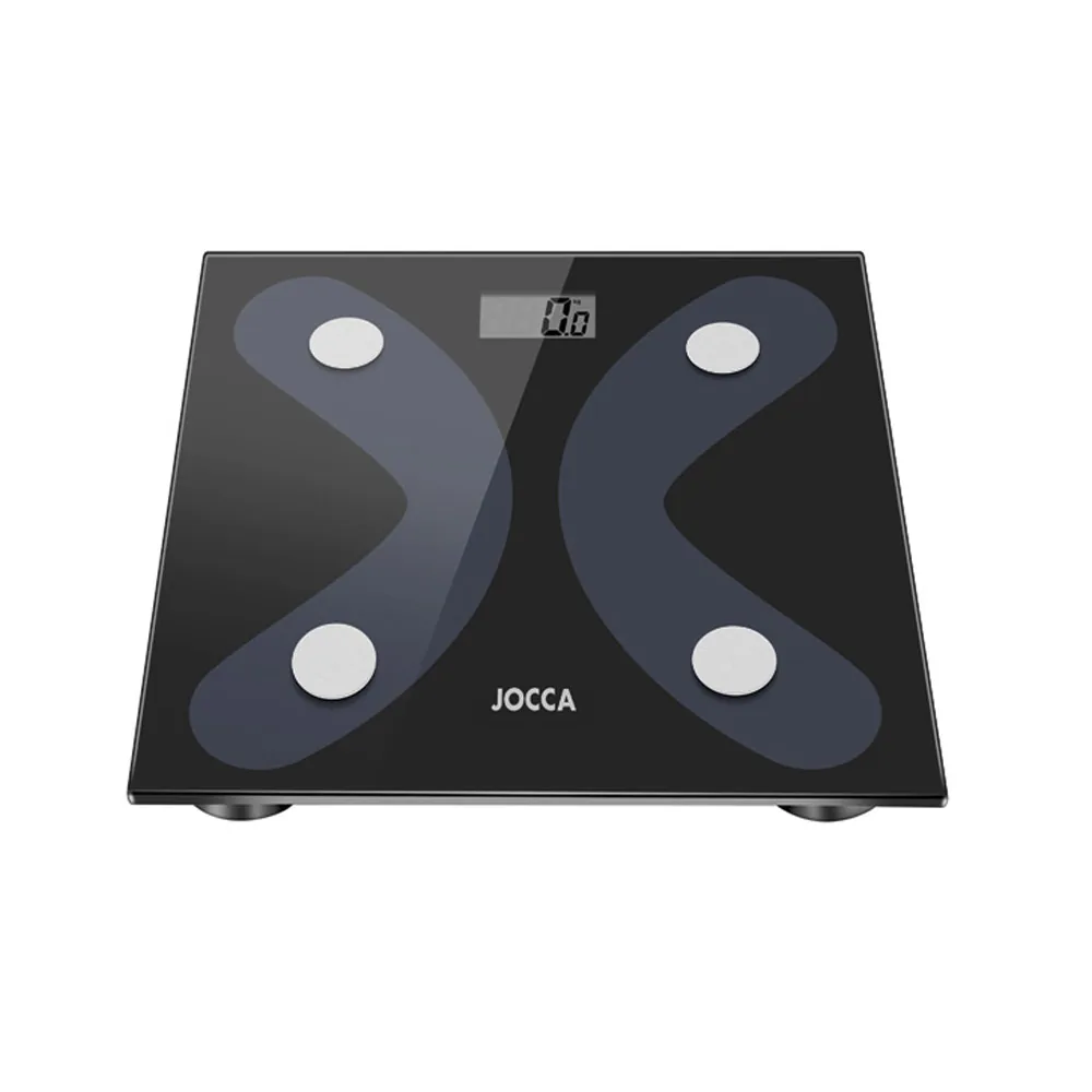 Bascula Inteligente Jocca de Vidrio Templado con Bluetooth Mide Peso Grasa Agua Hasta 8 Usuarios Capacidad Hasta 180 KG