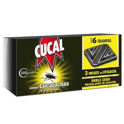 Trampa Cucal Contra Cucarachas y Huevos Doble Cebo 3 Meses de Eficacia Pack de 6 Trampas
