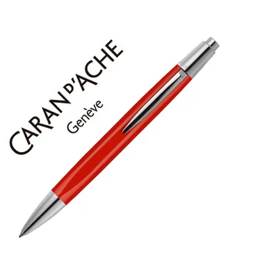 CARAN D' ACHE Boligrafo Caran D'ache Alchemix Cuerpo Laca Roja Adornos Cromados Brillante con Estuche Punta Media