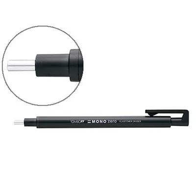 TOMBOW Portagomas Tombow Mono Zero con Clip Goma Redonda 2,3 MM Diametro Color Negro