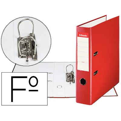 ESSELTE Archivador de Palanca Esselte Carton Forrado Pvc Folio Lomo de 75 MM con Rado Rojo