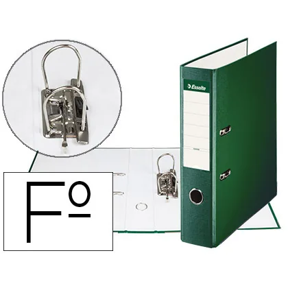 Archivador de Palanca Esselte Carton Forrado Pvc Folio Lomo de 75 MM con Rado Verde