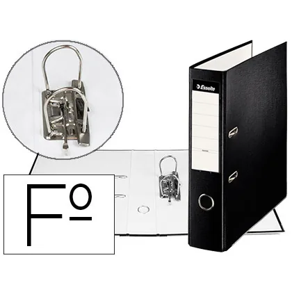 Archivador de Palanca Esselte Carton Forrado Pvc Folio Lomo de 75 MM con Rado Negro