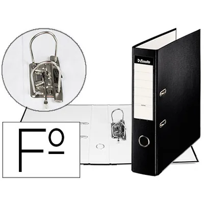 ESSELTE Archivador de Palanca Esselte Carton Forrado Pvc Folio Lomo de 75 MM con Rado Negro