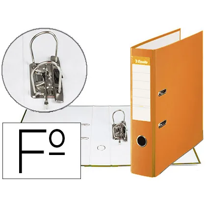 Archivador de Palanca Esselte Carton Forrado Pvc Folio Lomo de 75 MM con Rado Naranja