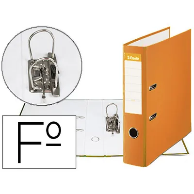 ESSELTE Archivador de Palanca Esselte Carton Forrado Pvc Folio Lomo de 75 MM con Rado Naranja