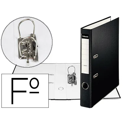 Archivador de Palanca Esselte Carton Forrado Pvc Folio Lomo de 50 MM con Rado Negro