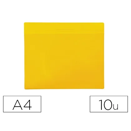 Funda Djois Magnetica DIN A4 Horizontal Identificacion Palets y Estanterias Amarillo Pack de 10 Unidades