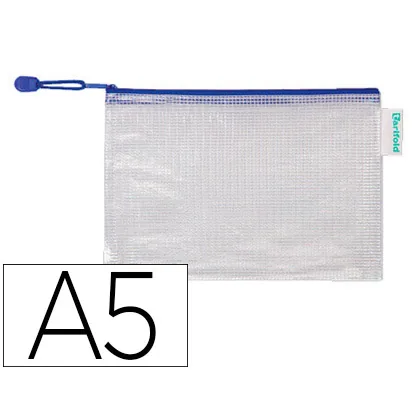Bolsa Multiusos Djois Pvc DIN A5 Apertura Superior con Cremallera Portaboligrafo y Correa Azul