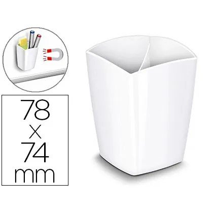 Cubilete Portalapices Cep Blanco Opaco Plastico Magnetico 78X74X95 MM
