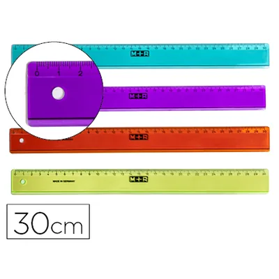 MOR Regla M+r 30 CM Plastico Graduada y Biselada Colores Surtidos