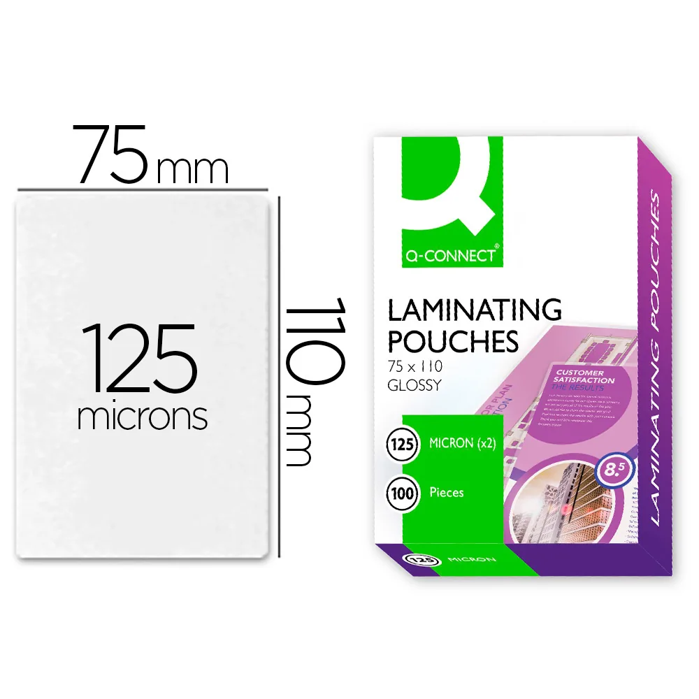 Bolsa de Plastificar Q-Connect 110 X 75 MM 125 Mc Carnet de Identidad Caja de 100 Unidades