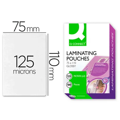 Q-CONNECT Bolsa de Plastificar Q-Connect 110 X 75 MM 125 Mc Carnet de Identidad Caja de 100 Unidades