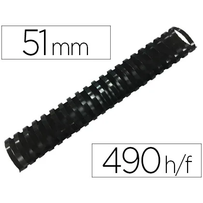 Canutillo Q-Connect Ovalado 51 MM Plastico Negro Capacidad 490 Hojas Caja de 10 Unidades