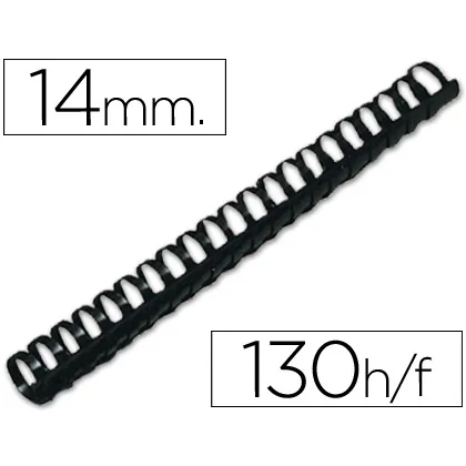 Canutillo Q-Connect Redondo 14 MM Plastico Negro Capacidad 130 Hojas Caja de 100 Unidades