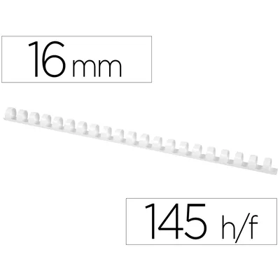 Q-CONNECT Canutillo Q-Connect Redondo 16 MM Plastico Blanco Capacidad 145 Hojas Caja de 50 Unidades