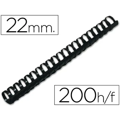 Q-CONNECT Canutillo Q-Connect Redondo 22 MM Plastico Negro Capacidad 200 Hojas Caja de 50 Unidades