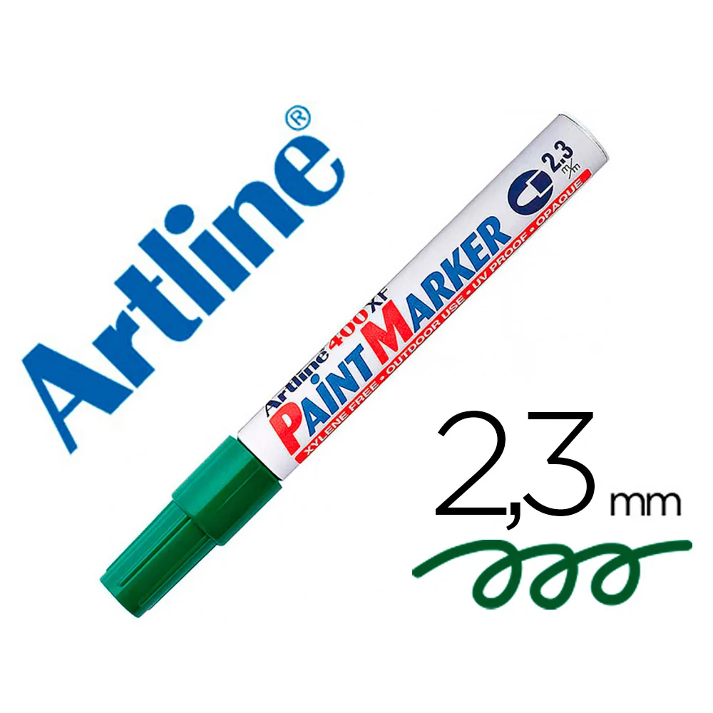Rotulador Artline Marcador Permanente EK-400 Xf Verde -punta Redonda 2.3 MM -metal Caucho y Plastico