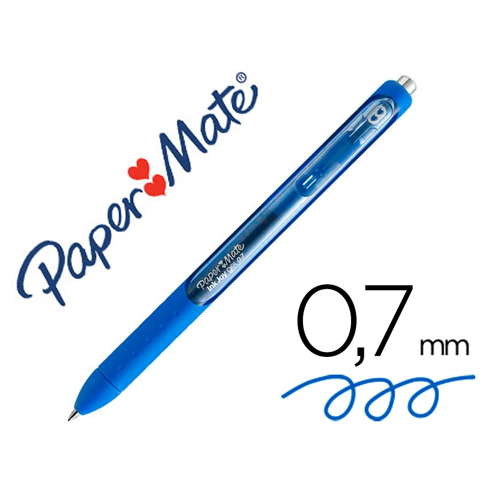 Boligrafo Paper Mate Inkjoy Retractil Gel Pen 0,7MM Azul Punta de Bola Trazo 0.35MM