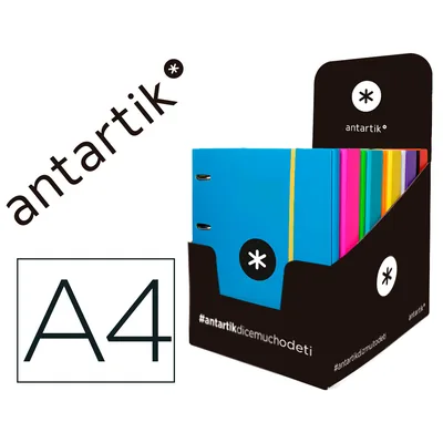 ANTARTIK Carpeta con Recambio Antartik A4 Cuadro 5MM Forrada 4 Anillas 25MM Redondas Colores Surtidos