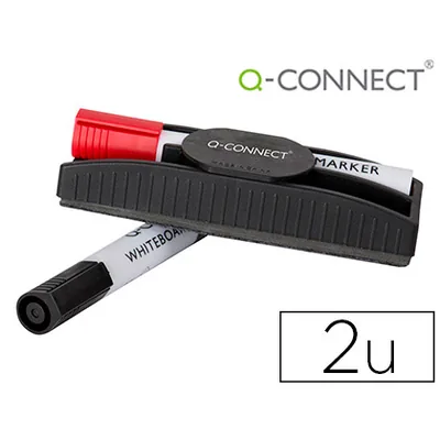Q-CONNECT Borrador Q-Connect Magnetico con Rotulador Rojo y Negro para Pizarra Blanca