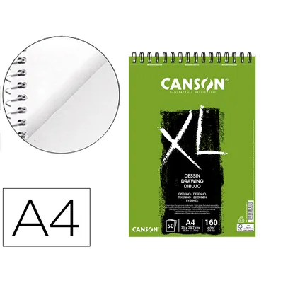 CANSON Bloc Dibujo Canson Xl Dessin DIN A4 Liso Microperforado Espiral 21X29,7 CM 50 Hojas 160 GR/M2