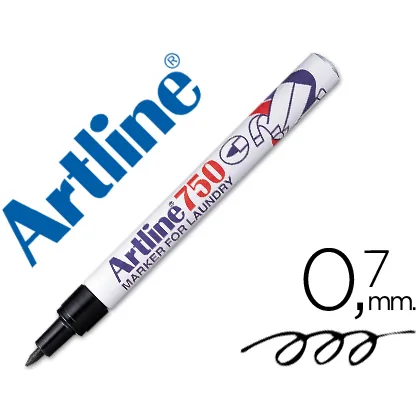 Rotulador Artline Marcador Permanente Lavable para Textil EK-750 Negro Punta Redonda 0,7 MM