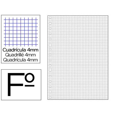 MULTIFIN Recambio Multifin 3005 Folio Natural Cuadro 4 MM 50 Hojas 16 Taladros 215X310 MM