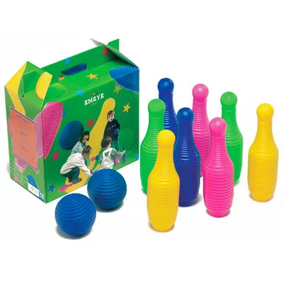 AMAYA Bolo Amaya de Polietileno Alto 26 CM Incluye 8 Bolos y 2 Pelotas