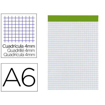 LIDERPAPEL Bloc Notas Liderpapel Cuadro 4 MM A6 80 Hojas 60 G/M2 Perforado Sin Tapa