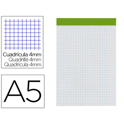 LIDERPAPEL Bloc Notas Liderpapel Cuadro 4 MM A5 80 Hojas 60 G/M2 Perforado Sin Tapa