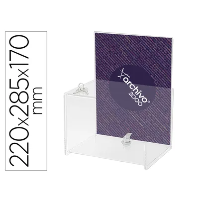 ARCHIVO 2000 Buzon de Sugerencias Archivo 2000 con Cerradura y 2 Llaves Poliestireno Transparente 170X220X285 MM