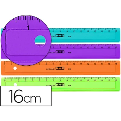 MOR Regla M+r 16 CM Plastico Graduada y Biselada Colores Surtidos