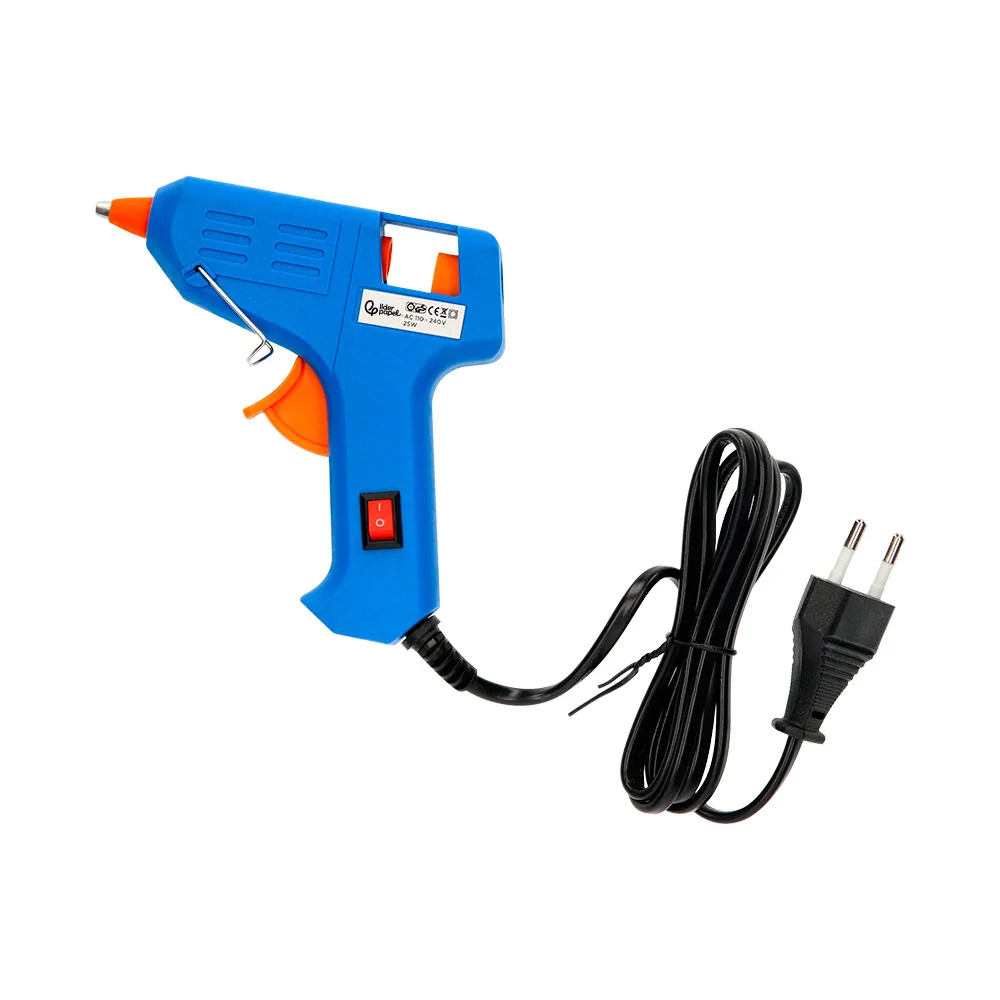 Pistola de Silicona Caliente Mini Liderpapel de 25 W con Gatillo Dispensador y 2 Barras de Repuesto de 7 MM