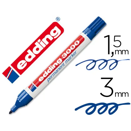 Rotulador Edding Marcador Permanente 3000 Azul Punta Redonda 1,5-3 MM Recargable