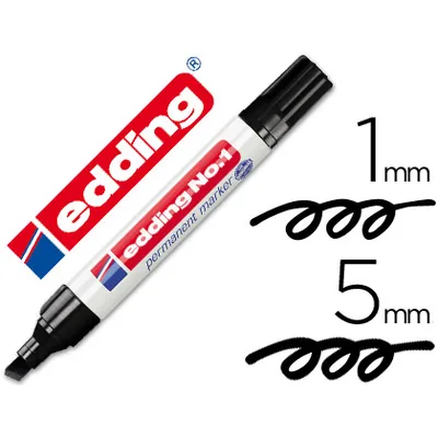 EDDING Rotulador Edding Marcador Permanente 1 Negro Punta Biselada 5 MM Recargable