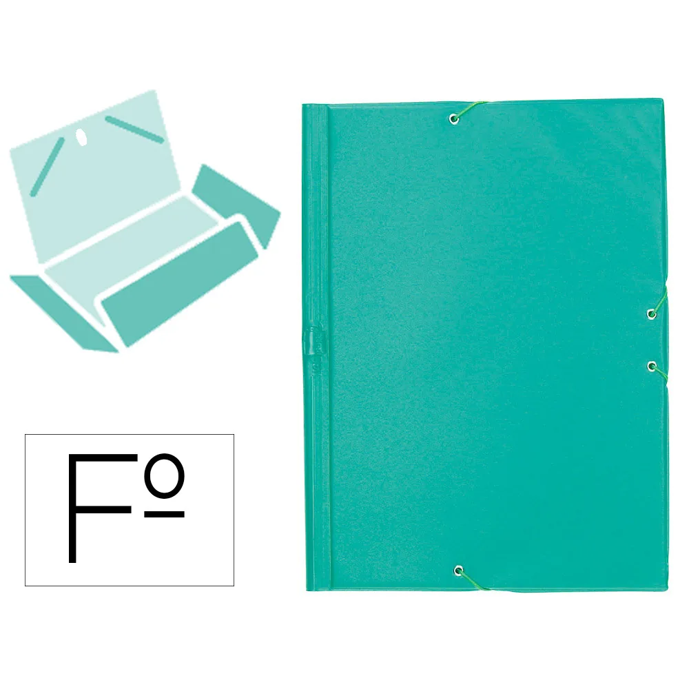 Carpeta Liderpapel Gomas Tres Solapas Plastico Folio Color Verde
