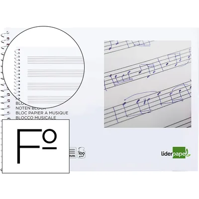 3M Bloc Musica Liderpapel Pentagrama 3MM Folio Apaisado 20 Hojas 100G/M2