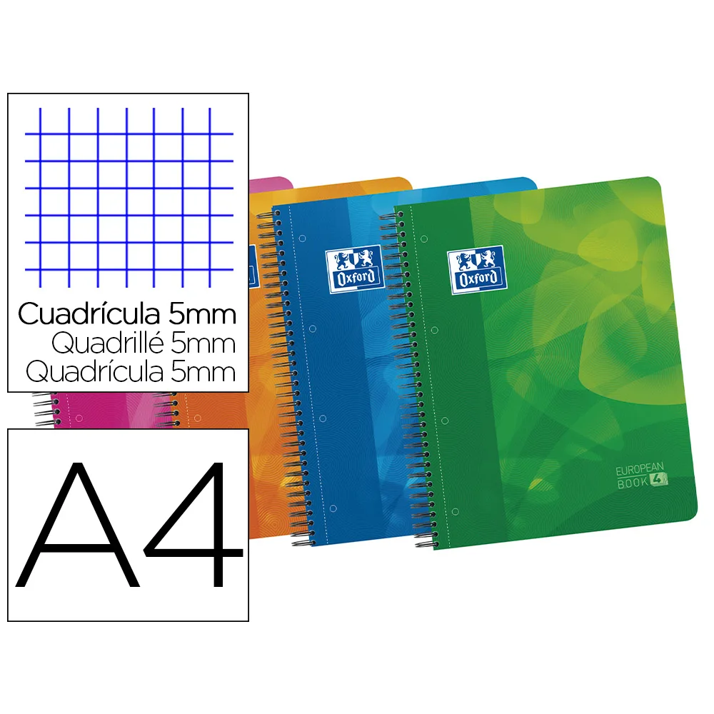 Bloc Espiral Oxford Tapa Plastico Optik Paper Microperfdin A4 120 H 50% Hojas Gratis Cuadros 5 MM con 3 Separadores