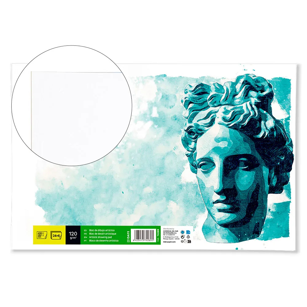 Bloc Dibujo Liderpapel Artistico Encolado 297X420 MM 30 Hojas 120G/M2 Sin Recuadro