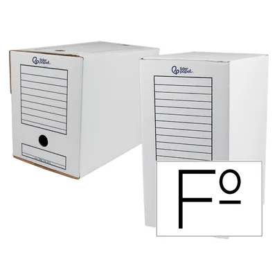 LIDERPAPEL Caja Archivo Definitivo Liderpapel Folio Doble Ancho Carton Reciclado 400G/M2 Lomo 200 MM Blanco 367X200X251 MM