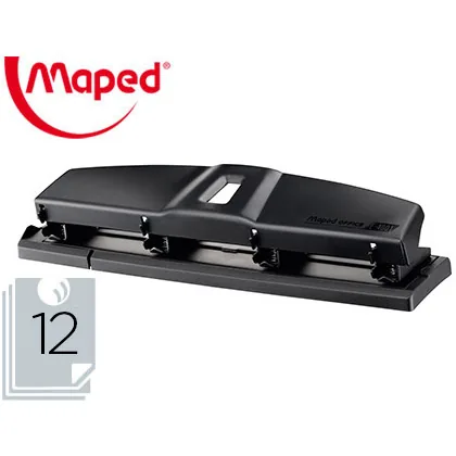 Taladrador Maped Essentials Metal 4 Taladros Capacidad 12 Hojas Color Negro